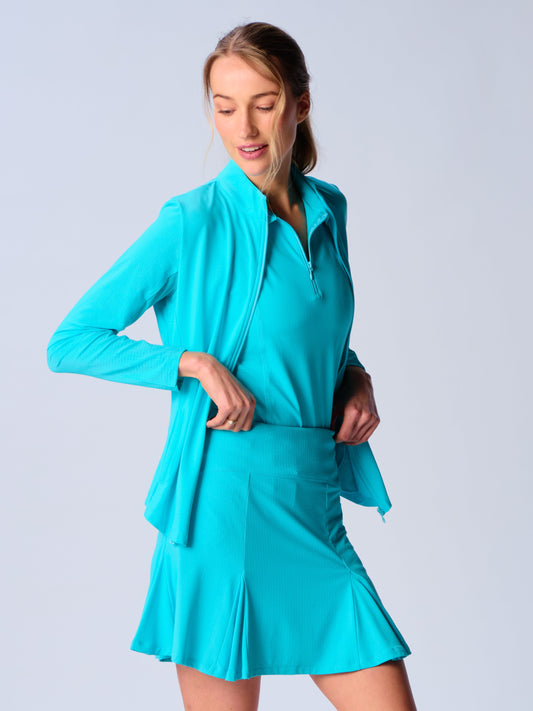 Full Zip Athletic Jacket In Caribbean Turquoise