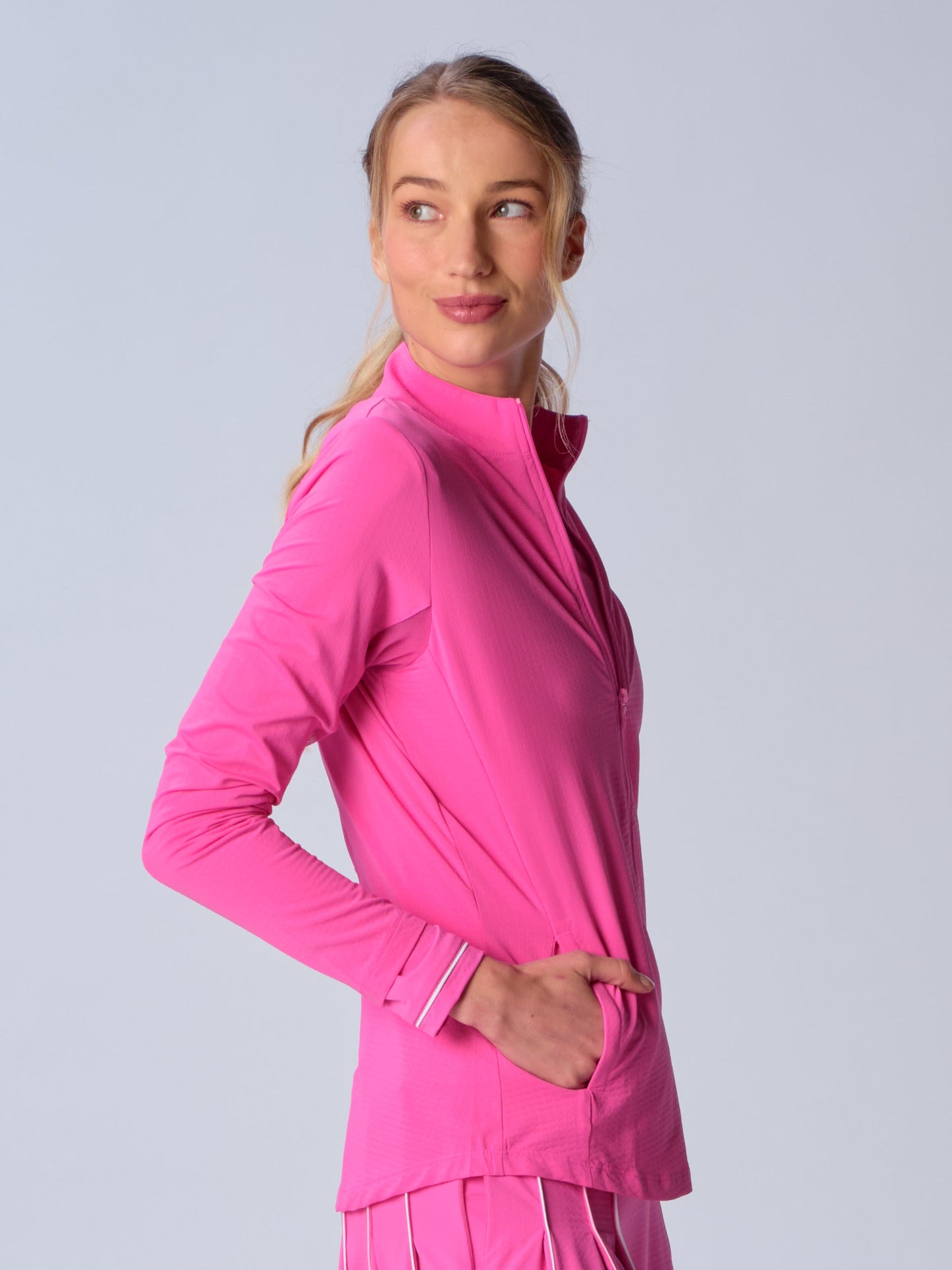 Full Zip Athletic Jacket In Hot Pink